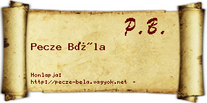 Pecze Béla névjegykártya